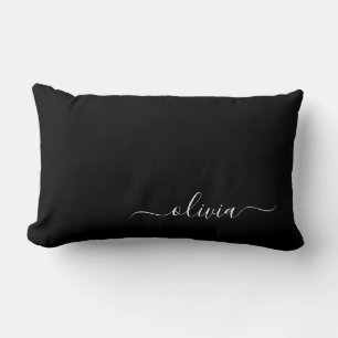 Cojín Lumbar Monograma elegante Minimalista blanco negro y mode