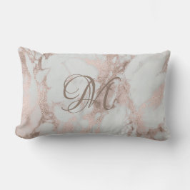 Cojín Lumbar Monograma Faux Rosa Gold Pillow