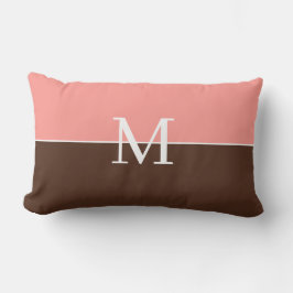 Cojín Lumbar Monograma femenino rosa y marrón