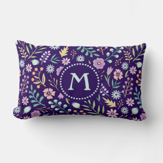 Cojín Lumbar Monograma Floral Whimsical Boho Lumbar Pillow