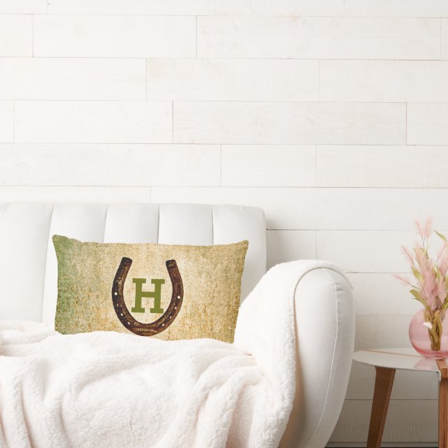 Cojín Lumbar Monograma herradura inicial para personalización (Sofá)