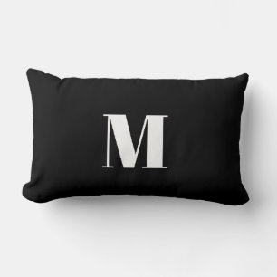 Cojín Lumbar Monograma inicial blanco negro simple mínimo moder