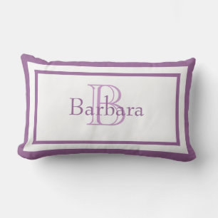 Cojín Lumbar Monograma Lilac púrpura/ blanco Keepsake Pillow