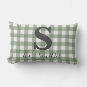 Cojín Lumbar Monograma Luz inicial Verde Tapado de búfalo