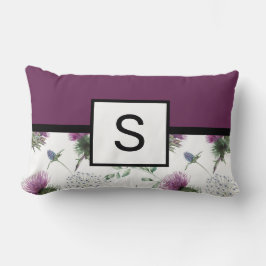 Cojín Lumbar Monograma morado floral