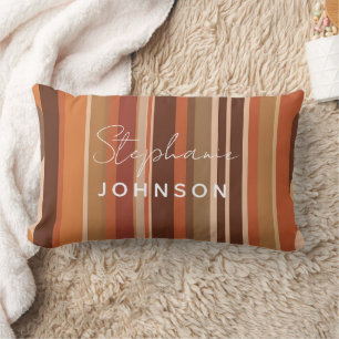 Cojín Lumbar Monograma personalizado de rayas retro ventilares 