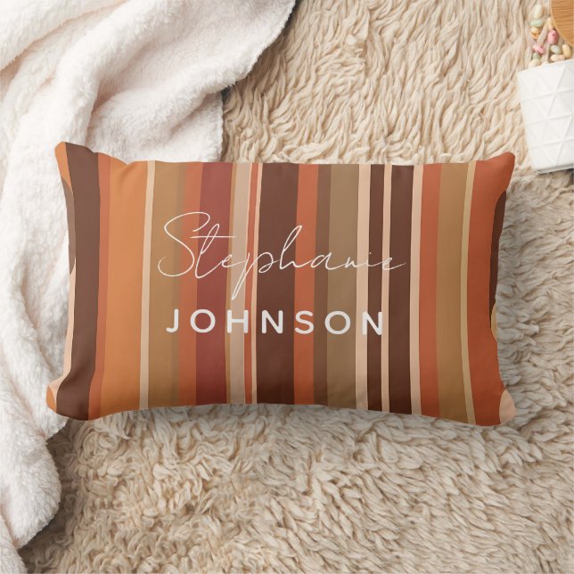 Cojín Lumbar Monograma personalizado de rayas retro ventilares  (Manta)