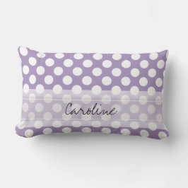 Cojín Lumbar Monograma Púrpura Trendy Blanca Fun Polka Dot Patt