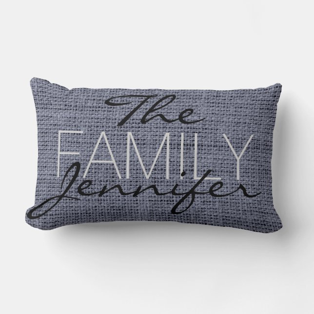 Cojín Lumbar Monograma Rústico de Lino Gris Oscuro (Anverso)