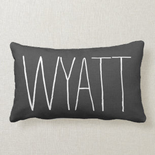 Cojín Lumbar Monograma rústico del nombre del carbón de leña