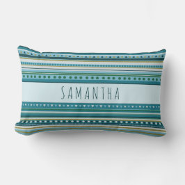 Cojín Lumbar Monograma Tríbal Patrón Azul Verde azulado Pilar L