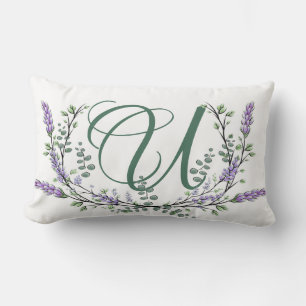 Cojín Lumbar Monograma U Lavender Eucalipto