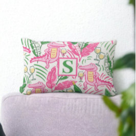 Cojín Lumbar Monograma verde rosado del cogollador del vino