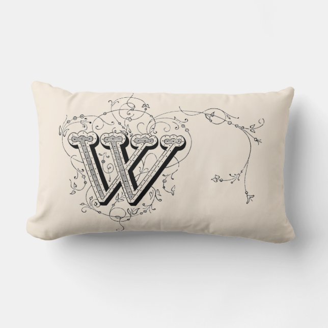 Cojín Lumbar Monograma vintage 'W' (Anverso)