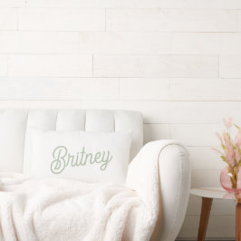 Cojín Lumbar Monograma y nombre personalizados verde sabio mode