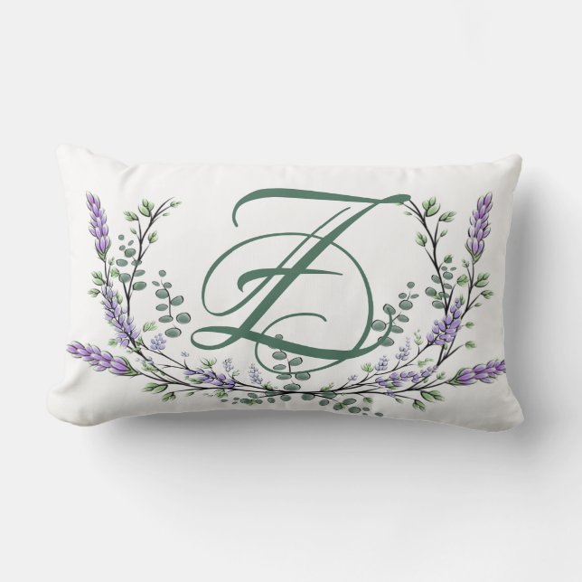 Cojín Lumbar Monograma Z Lavender Eucalipto (Anverso)