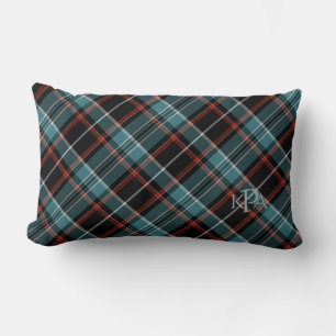 Cojín Lumbar Monogramado Verde azulado, negro y rojo