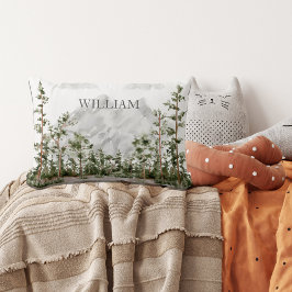 Cojín Lumbar Monogramaje de la Montaña de las Acuarelas y el Bo