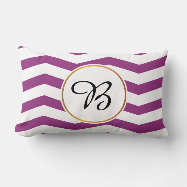 Cojín Lumbar monogramo y chevron estampado (Anverso)