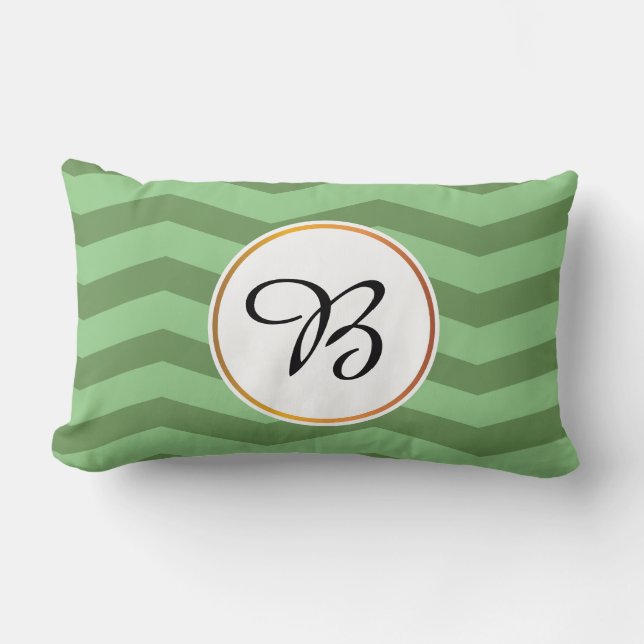 Cojín Lumbar monogramo y chevron estampado (Anverso)