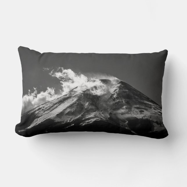 Cojín Lumbar Monte Fuji en blanco y negro (Anverso)