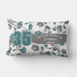 Cojín Lumbar Montones de pelotas de fútbol verde azulados color