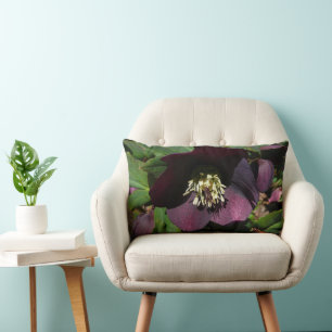 Cojín Lumbar Morado Rosa de Cuaresma, flor de Pascua