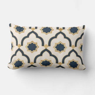 Cojín Lumbar Moroccan mug, navy blue gold, geometric pattern, i