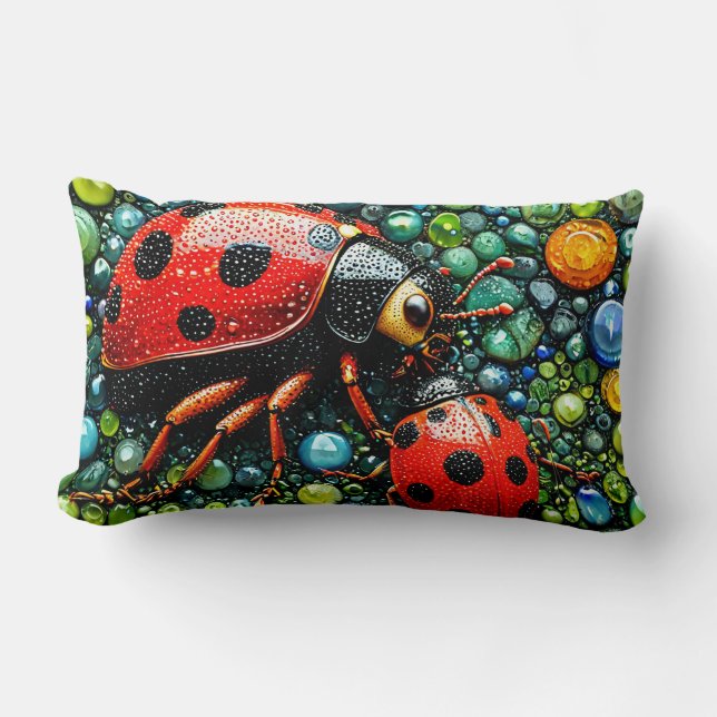 Cojín Lumbar Mosaic ladybugs (Anverso)