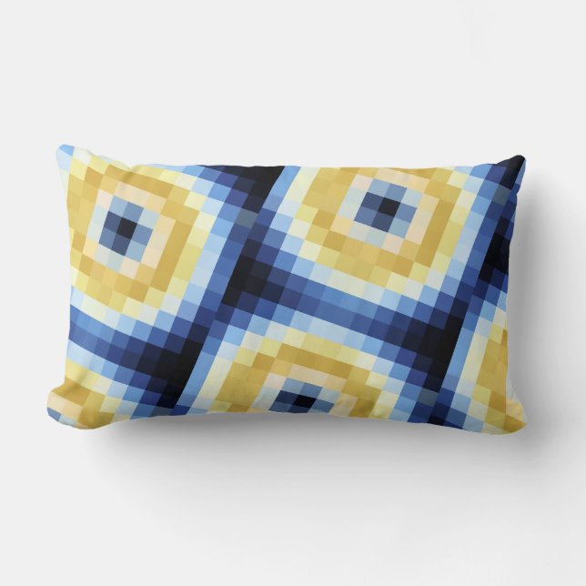 Cojín Lumbar Mosaico azul y amarillo (Anverso)