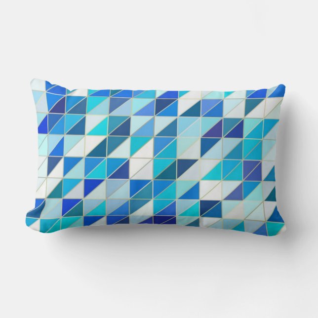 Cojín Lumbar Mosaico - Tonos azules y blancos (Anverso)