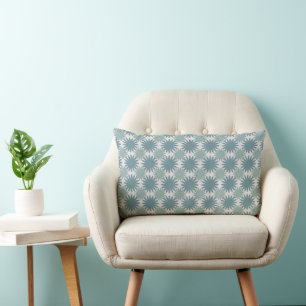 Cojín Lumbar Motivo de Patrón Floral Elegante Moderno Cyan Azul