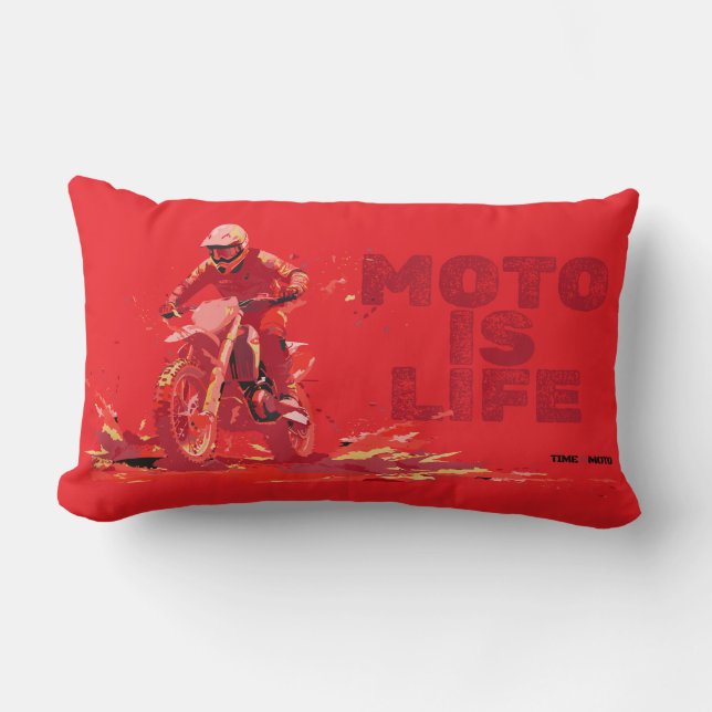 Cojín Lumbar Moto Is Life Throw Pillow (Anverso)