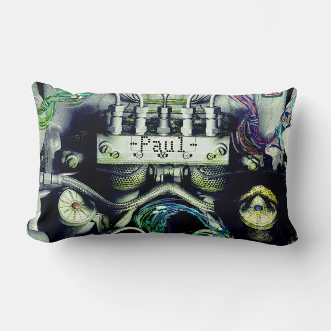 Cojín Lumbar Motor Rusty y Mossy Doble Lado Dieselpunk (Anverso)