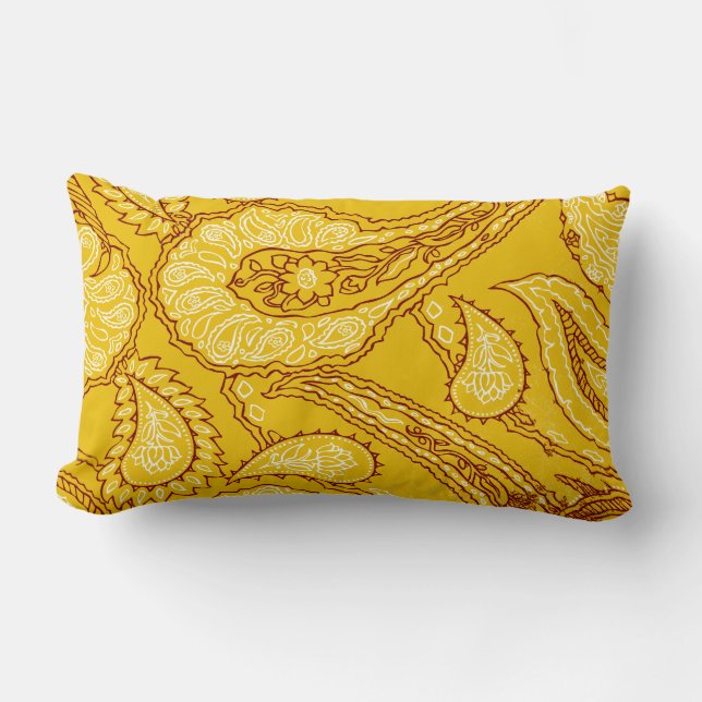Cojín Lumbar Moustard Yellow Paisley Print Summer Fun Girly (Anverso)