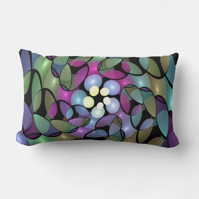 Cojín Lumbar Movimientos coloridos Resumen Arte Fractal Trippy (Anverso)