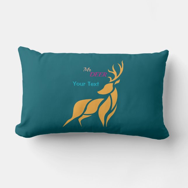 Cojín Lumbar Mr. Deer Graphic – Rustic Woodland Style (Anverso)
