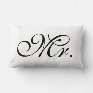 Cojín Lumbar Mr. Scroll Text En Blanco Y Negro