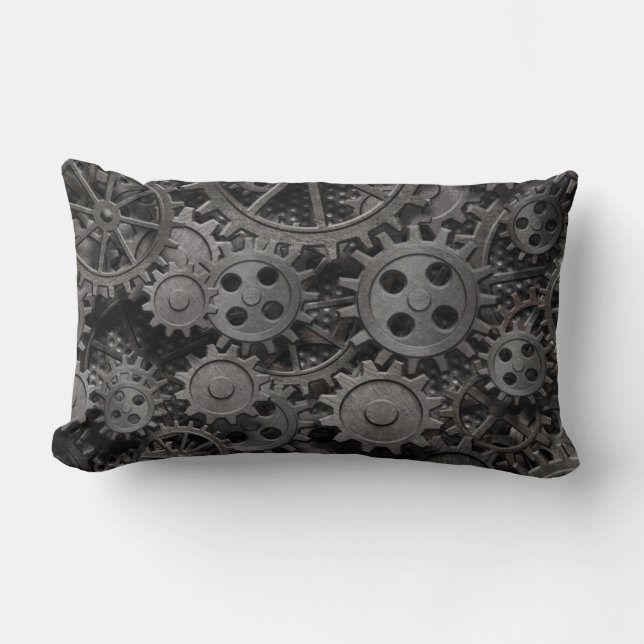 Cojín Lumbar Muchos viejos engranajes o piezas metalizado (Anverso)