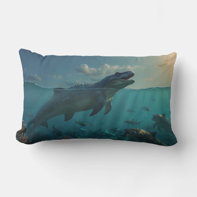 Cojín Lumbar Mug de Mosasaur (Arte de Dinosaurios) para tomar e (Anverso)