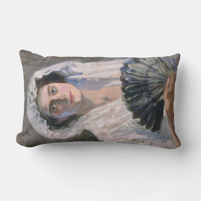 Cojín Lumbar Mujer elegante con ventilador negro (Fujishima Tak (Anverso)