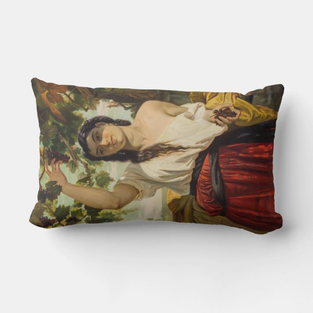 Cojín Lumbar Mujer italiana recogiendo uvas (cosecha de verano) (Reverso )