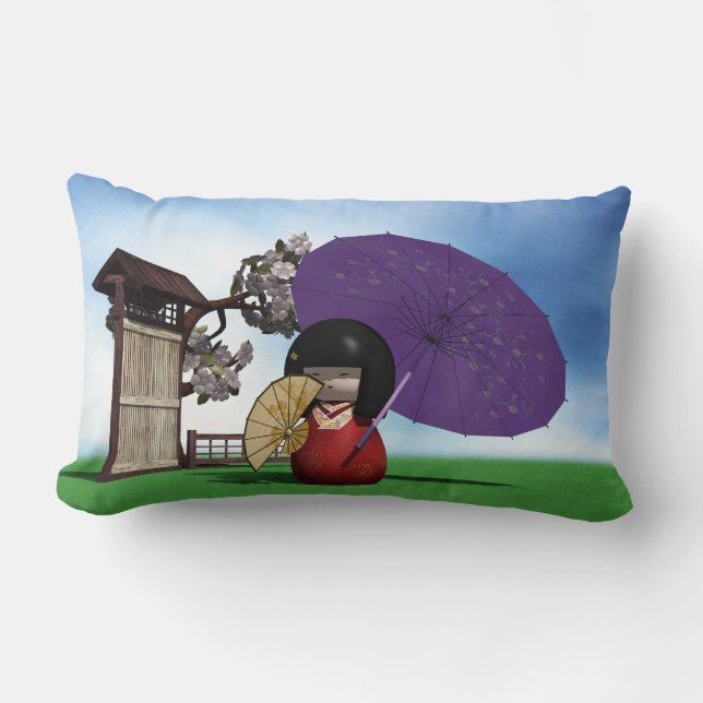 Cojín Lumbar Muñeca Kokeshi (Anverso)