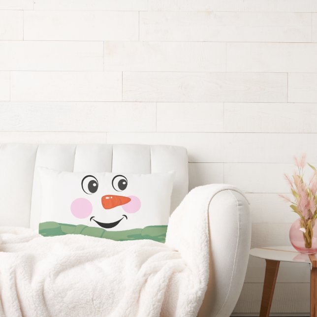 Cojín Lumbar Muñeco de nieve personalizado con bufanda verde (Sofá)