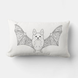 Cojín Lumbar Murciélago Lindo Arte de Línea Minimalista Hallowe