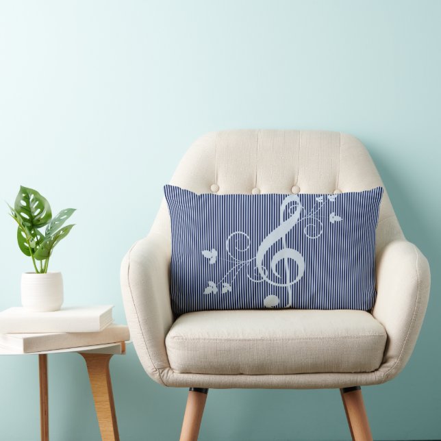 Cojín Lumbar Música Decorativa Floral Azul (Silla)