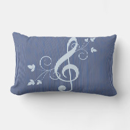 Cojín Lumbar Música Decorativa Floral Azul