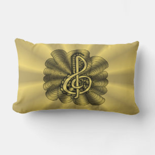 Cojín Lumbar Música Treble Clef Gold Music Decoración