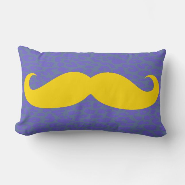 Cojín Lumbar Mustache amarillo en piel de leopardo (Anverso)