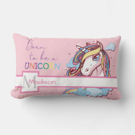 Cojín Lumbar NACIDO PARA SER UN UNICORN TIPOgrafía Rosa